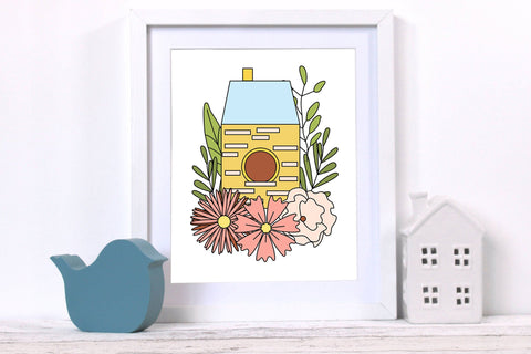 Spring time illustration - house composition sublimation Sublimation LuckyTurtleArt 