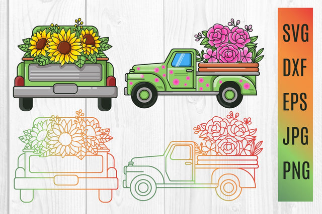 Spring Truck with Flowers Sublimation & svg cut file Sublimation dadan_pm 