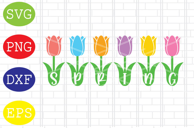 Spring Tulips (2) Svg, Spring Flower Svg, Spring in Tulips Svg, Welcome Spring Svg, Png, Eps, Dxf Files SVG DigitalSvgFiles 