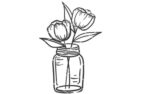 Spring Tulips in Mason Jar SVG SVG So Fontsy Design Shop 
