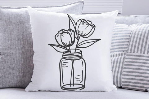 Spring Tulips in Mason Jar SVG SVG So Fontsy Design Shop 