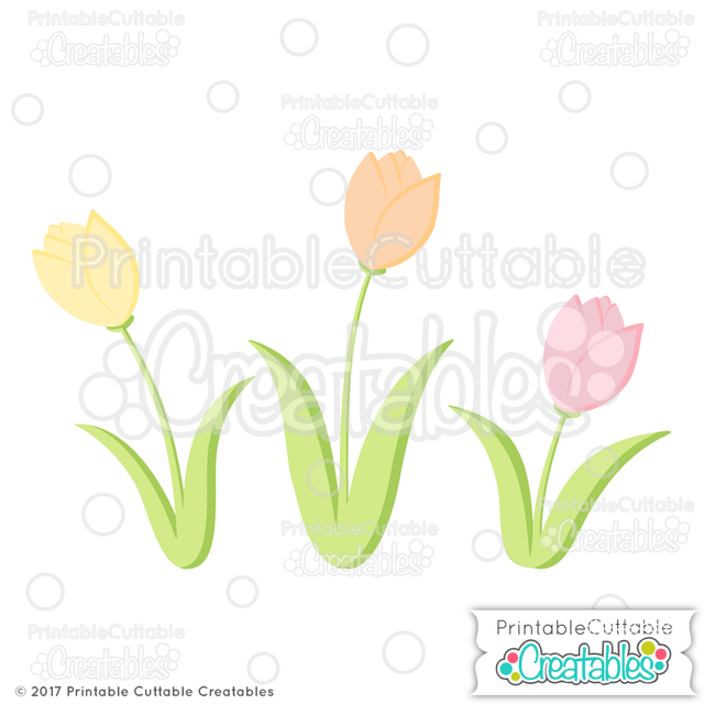 Spring Tulips SVG Printable Cuttable Creatables 