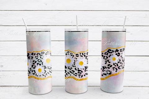 Spring Tumbler Wrap, 20oz Tumbler Daisies,Glitter Daisies Sublimation Design,daisy flowers wrap straight template, Daisis pen wrap Digital Pattern ArtStudio 