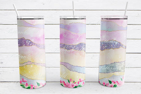 Spring Tumbler Wrap, 20oz Tumbler Floral Sublimation Design,Flowers Tumbler,Cherry Blossom wrap straight template,Tumbler and pen wrap pack 3D Paper ArtStudio 