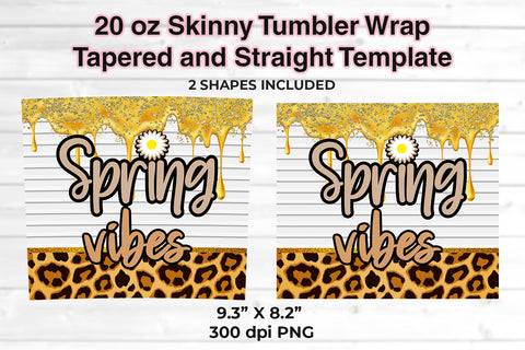 Spring Vibes 20 oz Skinny Tumbler Wrap Sublimation Design White Wood Stripes Sublimation Sublimatiz Designs 