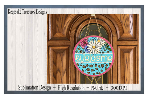 Spring Welcome Wreath Attachment, Hand Drawn Flowers, PNG for Sublimation, Spring Door Sign Template Sublimation Keepsake Treasures Designs LLC. 