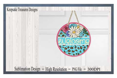 Spring Welcome Wreath Attachment, Hand Drawn Flowers, PNG for Sublimation, Spring Door Sign Template Sublimation Keepsake Treasures Designs LLC. 