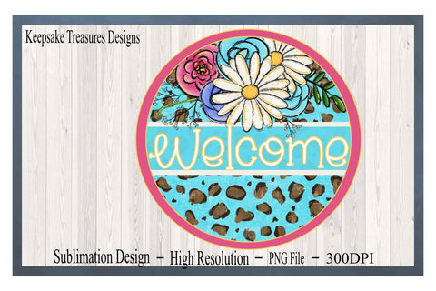 Spring Welcome Wreath Attachment, Hand Drawn Flowers, PNG for Sublimation, Spring Door Sign Template Sublimation Keepsake Treasures Designs LLC. 