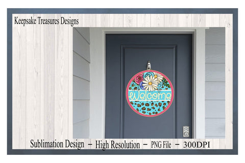Spring Welcome Wreath Attachment, Hand Drawn Flowers, PNG for Sublimation, Spring Door Sign Template Sublimation Keepsake Treasures Designs LLC. 