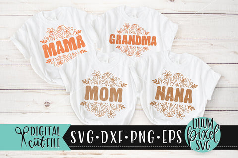 Spring Wildflowers Retro Mama Mini SVG Set - Mother's Day SVG SVG Lilium Pixel SVG 