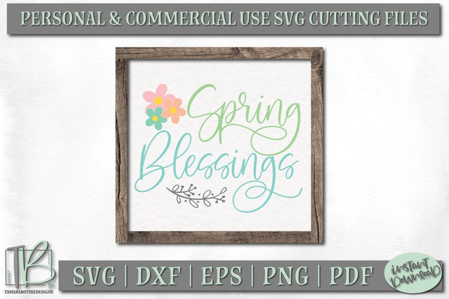 Spring Wood Sign SVG, Spring Blessings SVG File SVG TB Designs 