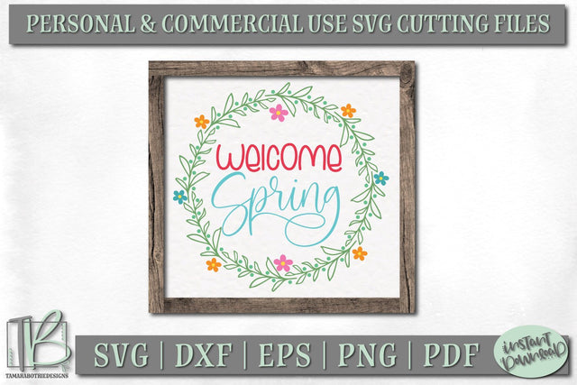 Spring Wood Sign SVG, Welcome Spring SVG File SVG TB Designs 