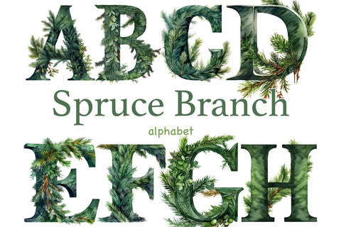 Spruce Branch Alphabet | Winter Letters SVG GlamArtZhanna 