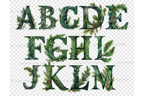 Spruce Branch Alphabet | Winter Letters SVG GlamArtZhanna 