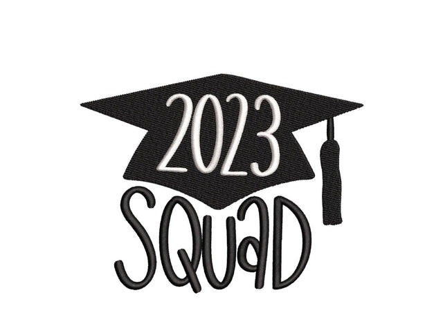 Squad 2023 Embroidery Design, Graduation Cap Embroidery, Graduation 2023, Class of 2023, Graduate, Senior Embroidery File, 3 sizes Embroidery/Applique DESIGNS Nino Nadaraia 