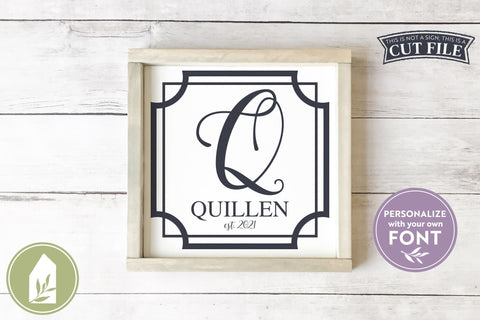 Square Border Family Name SVG | Wood Sign SVG | Pillow SVG SVG LilleJuniper 