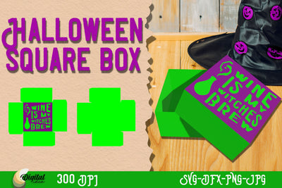 Square Box Halloween SVG. Funny Halloween design SVG. 3D Paper Evgenyia Guschina 