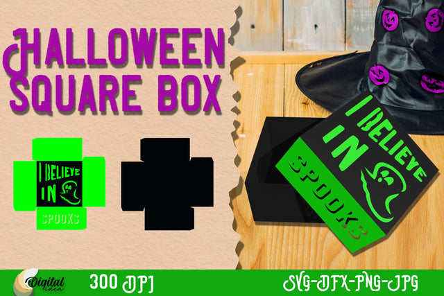 Square Box SVG Halloween. Funny design I Believe In SVG. 3D Paper Evgenyia Guschina 
