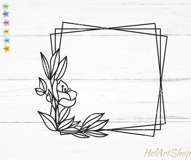 Square Floral Frame SVG, Monogram Frame SVG SVG _HelArtShop_ 