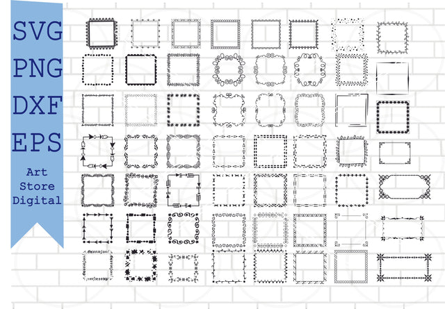 Square frame Svg, Frames SVG, Frame Svg, Png, Dxf, Eps Cut Files SVG Artstoredigital 