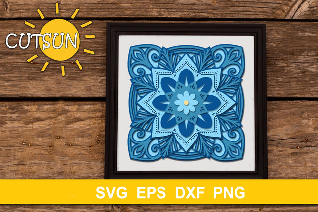 Square Mandala SVG | 3D Layered Mandala cut file 11 layers 3D Paper CutsunSVG 