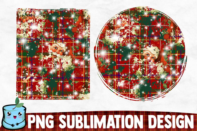 Square Plaid Santa Christmas Backgrounds Sublimation MintyMarshmallows 