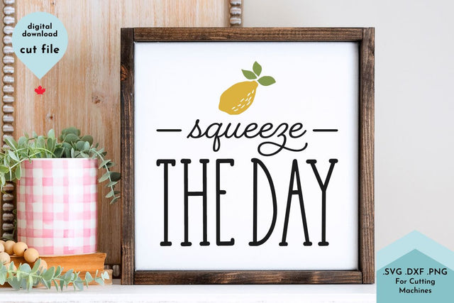 Squeeze the Day Cute Lemon Motivational SVG Cut File SVG Lettershapes 