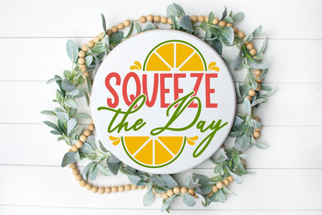 Squeeze The Day | Summer Round Sign SVG SVG Shine Green Art 