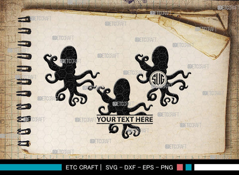 Squid Monogram, Squid Silhouette, Squid SVG, Octopus Svg, Kraken Svg, Giant Squid Svg, Sea Monster Svg, SB00324 SVG ETC Craft 