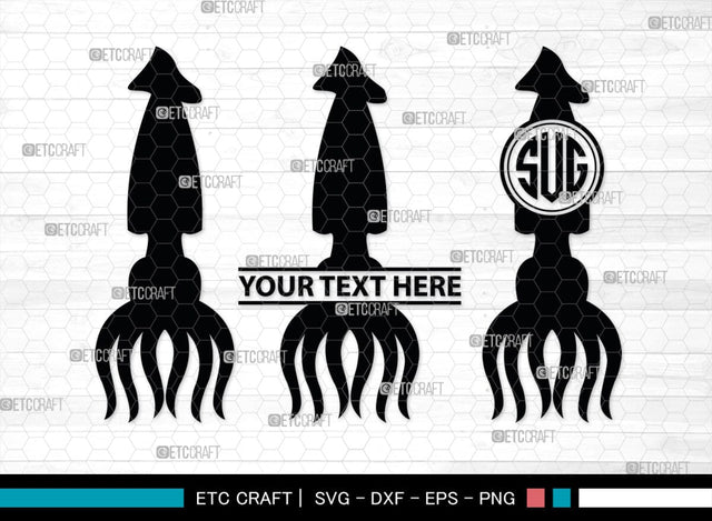 Squid Monogram, Squid Silhouette, Squid SVG, Octopus Svg, Kraken Svg, Giant Squid Svg, Sea Monster Svg, SB00324 SVG ETC Craft 