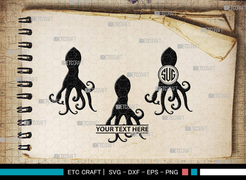 Squid Monogram, Squid Silhouette, Squid SVG, Octopus Svg, Kraken Svg, Giant Squid Svg, Sea Monster Svg, SB00324 SVG ETC Craft 