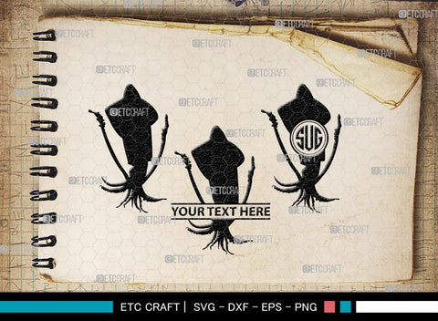 Squid Monogram, Squid Silhouette, Squid SVG, Octopus Svg, Kraken Svg, Giant Squid Svg, Sea Monster Svg, SB00324 SVG ETC Craft 