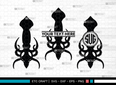 Squid Monogram, Squid Silhouette, Squid SVG, Octopus Svg, Kraken Svg, Giant Squid Svg, Sea Monster Svg, SB00324 SVG ETC Craft 