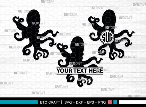 Squid Monogram, Squid Silhouette, Squid SVG, Octopus Svg, Kraken Svg, Giant Squid Svg, Sea Monster Svg, SB00324 SVG ETC Craft 