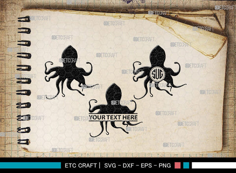 Squid Monogram, Squid Silhouette, Squid SVG, Octopus Svg, Kraken Svg, Giant Squid Svg, Sea Monster Svg, SB00324 SVG ETC Craft 