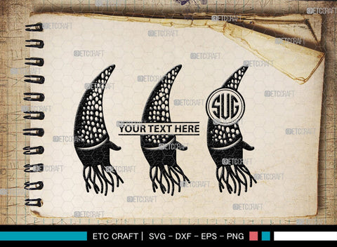 Squid Monogram, Squid Silhouette, Squid SVG, Octopus Svg, Kraken Svg, Giant Squid Svg, Sea Monster Svg, SB00324 SVG ETC Craft 