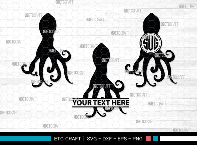 Squid Monogram, Squid Silhouette, Squid SVG, Octopus Svg, Kraken Svg, Giant Squid Svg, Sea Monster Svg, SB00324 SVG ETC Craft 