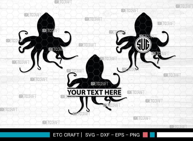 Squid Monogram, Squid Silhouette, Squid SVG, Octopus Svg, Kraken Svg, Giant Squid Svg, Sea Monster Svg, SB00324 SVG ETC Craft 