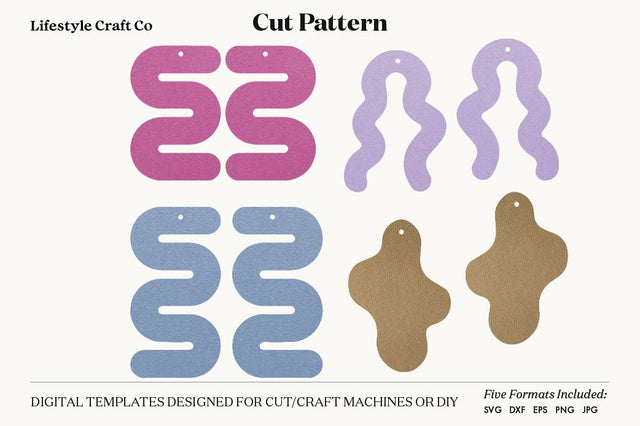 Squiggle Earring SVG, Faux Leather Earring Templates, Cricut cut file SVG Lifestyle Craft Co 