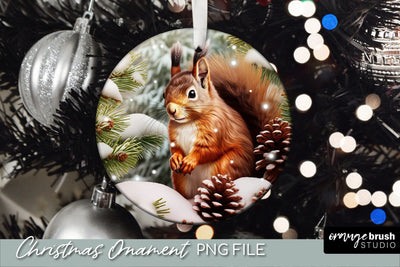 Squirrel Christmas Ornament Design, 3D Sublimation Sublimation OrangeBrushStudio 