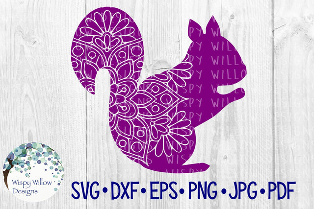 Squirrel Floral Mandala SVG Wispy Willow Designs 