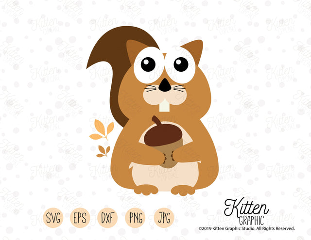 Squirrel Holding A Nut Clipart SVG KittenGraphic 