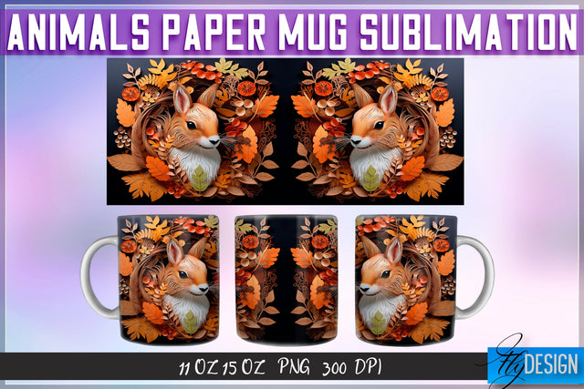 Squirrel Paper Mug Sublimation Sublimation Fly Design 