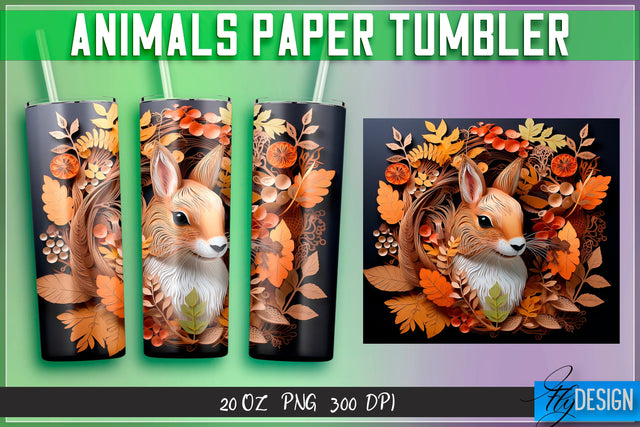 Squirrel Paper Tumblers Wrap 20 oz. Sublimation Fly Design 
