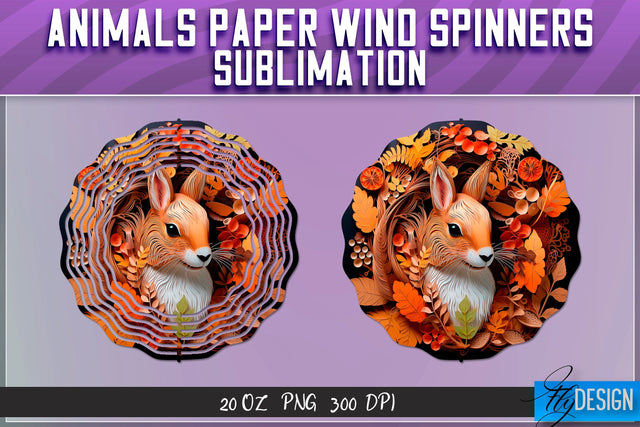 Squirrel Paper Wind Spinners Sublimation Sublimation Fly Design 