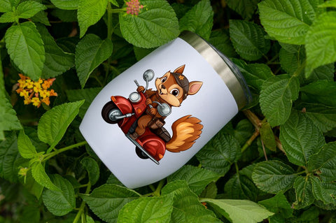 Squirrel riding a motorbike Clipart Sublimation Regulrcrative 