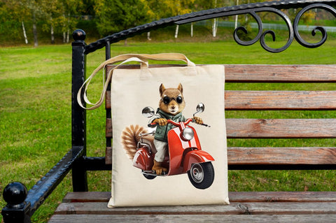 Squirrel riding a motorbike Clipart Sublimation Regulrcrative 