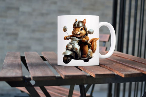 Squirrel riding a motorbike Clipart Sublimation Regulrcrative 