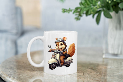 Squirrel riding a motorbike Clipart Sublimation Regulrcrative 