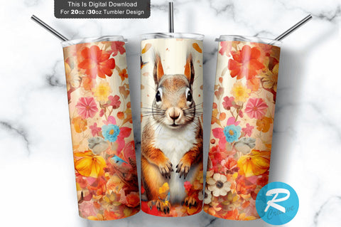 Squirrel Spring Flower 20 oz / 30 oz Tumbler PNG Sublimation Regulrcrative 
